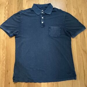 Tommy Bahama Mens Polo Shirt Medium Blue 100% Cotton Garment Dyed Weathered Look